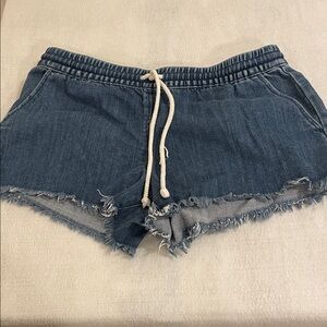 Aerie Blue Jean Shorts with Drawstring